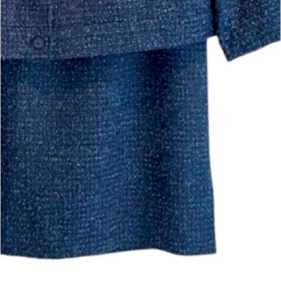 Tweed Bouclé 2 Pc Skirt Blazer Set Professional Suit Blue Gray Black Size 16 - Picture 13 of 16